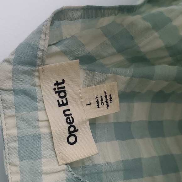 Open Edit Gingham Ruffle Hem Tank Top Size Large - Picture 5 of 7